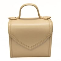 YVES SAINT LAURENT Vintage Top Handle Flap Bag Leather Beige #74421