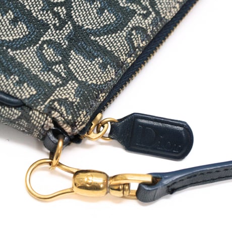 Christian Dior Mini Saddle Pouch Oblique Canvas Navy #75316