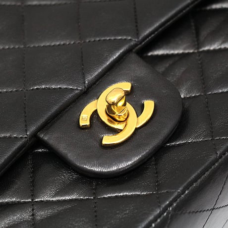 CHANEL Classic 25 Medium Double Flap Bag Quilted Lambskin Black ＃73470