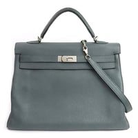 HERMES Retourne Kelly 40 Handbag Taurillion Clemence Leather Bleu Orage #19290