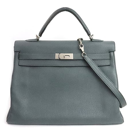 HERMES Retourne Kelly 40 Handbag Taurillion Clemence Leather Bleu Orage #19290