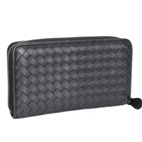 BOTTEGA VENETA Zip-around Wallet Intrecciato Leather Black #74279