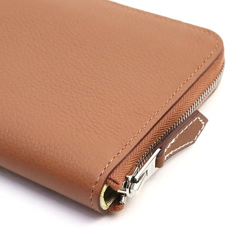 HERMES Azap Compact Silk'In Wallet Evercolor Leather Gold #18734