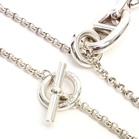 HERMES Chaine d'Ancre Enchainee GM Necklace Sterling Silver 925 ＃18879