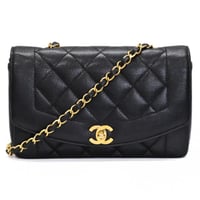 CHANEL Diana 22 Small Flap Bag Quilted Caviar Black ＃74959