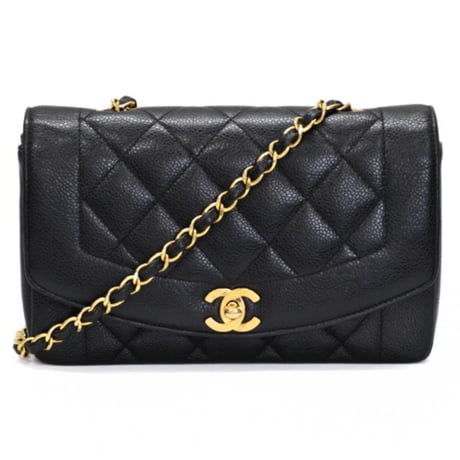CHANEL Diana 22 Small Flap Bag Quilted Caviar Black ＃74959