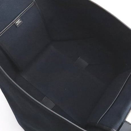 HERMES Etriviere Pocket 35 Tote Bag Toile Goeland Vache Hunter Swift Leather Black Navy ＃19000