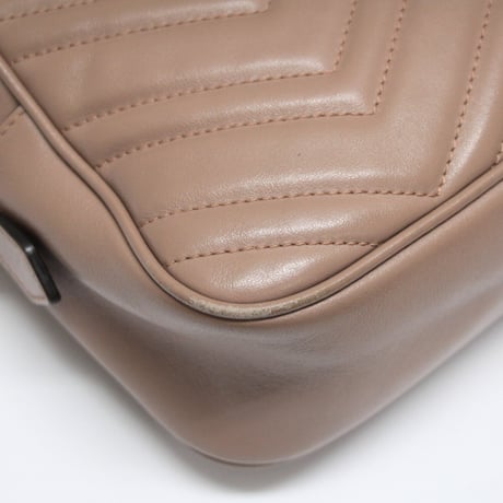 GUCCI GG Marmont Camera Bag Quilted Leather Pink Beige #73065