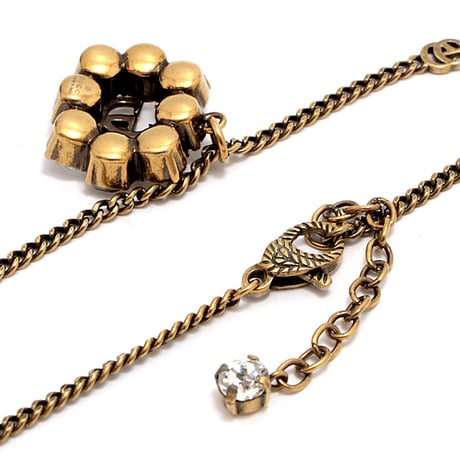 GUCCI Double G Necklace Gold-toned Crystal #69011