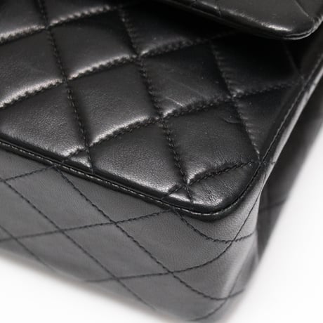 CHANEL Classic 25 Medium Double Flap Bag Quilted Lambskin Black #75115