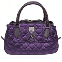 Christian Dior Charm Satchel Bag Cannage Nylon Purple #74797