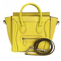 CELINE Nano Luggage Handbag Leather Yellow #74288