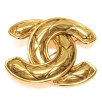 CHANEL CC Logo Motif Pin Brooch Gold-toned #75201