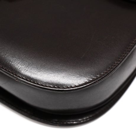 CELINE Horse Carriage Hardware Flap Sholuder Bag Leather Dark Brown #74802