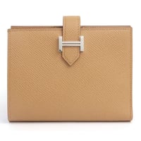 HERMES Bearn Compact Wallet Veau Epsom Leather Biscuit #19317