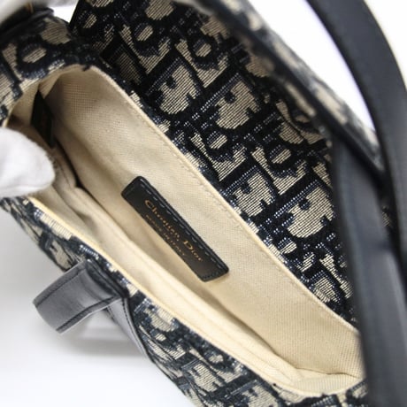 Christian Dior Small Saddle Bag Oblique Canvas Navy #75186