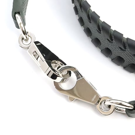 HERMES Tressage 25mm Shoulder Strap Epsom Swift Leather Vert Mangrove Noir ＃19119