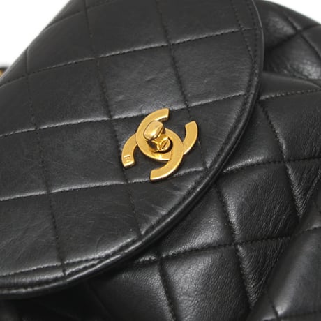 CHANEL Duma Backpack Quilted Lambskin Black ＃71594