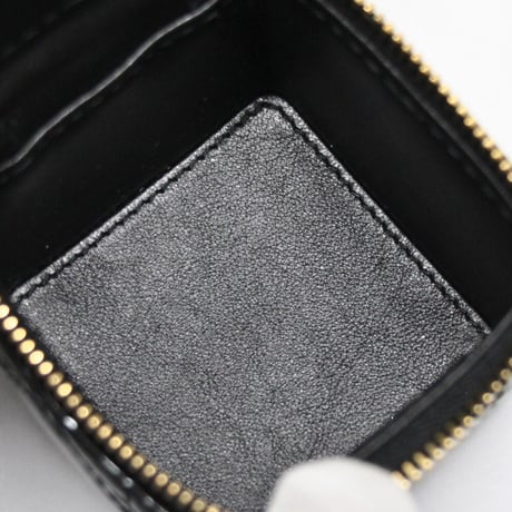 Christian Dior Micro Lady Dior Cube Pouch Cannage Patent Black #73121