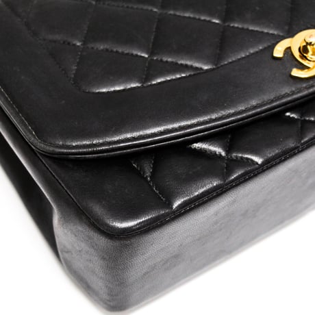 CHANEL Diana 25 Medium Flap Bag Quilted Lambskin Black ＃74785