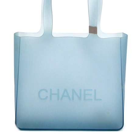 CHANEL CC Logo Rubber Shoulder Tote Bag Light B
