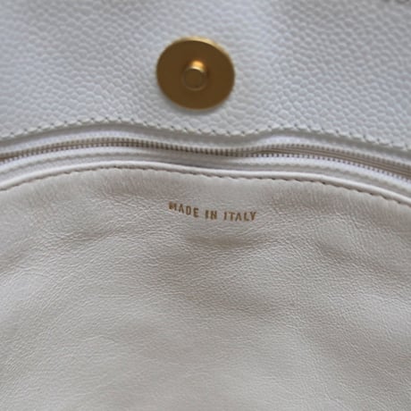 CHANEL Shopping Tote Bag with Plastic Chain Quilted Caviar White #75287