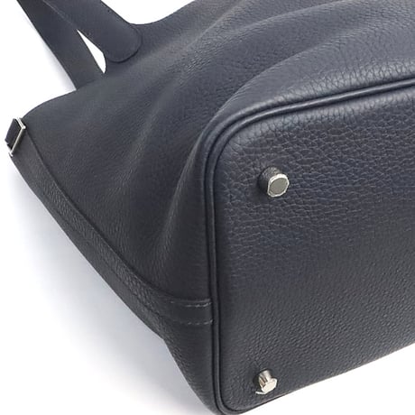 HERMES Picotin Lock MM Handbag Taurillon Clemence Leather Blue Nuit #19218