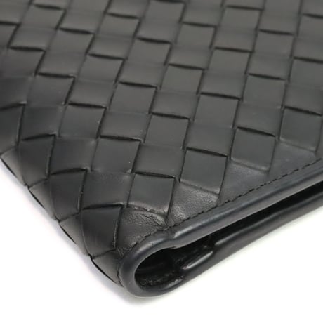 BOTTEGA VENETA Bifold Wallet Intrecciato Leather Black #18532