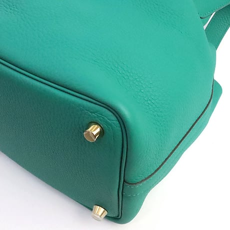 HERMES Picotin Lock PM Handbag Taurillon Clemence Leather Vert Veronese #19298