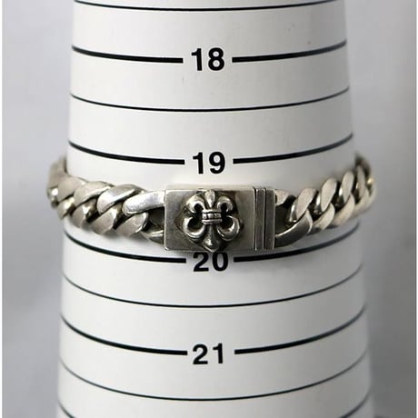 Chrome Hearts Classic Link Box ID Small BS Fleur Silver bracelet #100713