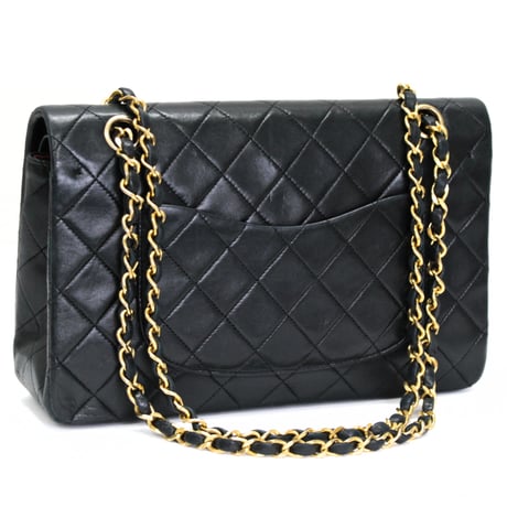 CHANEL Classic 25 Medium Double Flap Bag Quilted Lambskin Black ＃74606