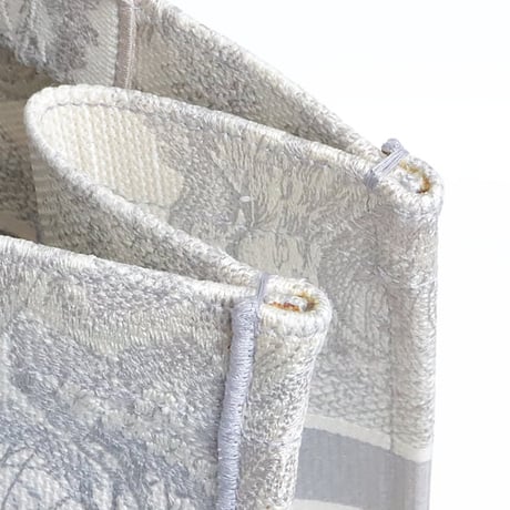 Christian Dior Medium Book Tote Bag Toile de Jouy Embroidery Canvas Grey #19368