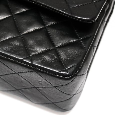 CHANEL Classic 25 Medium Double Flap Bag Quilted Lambskin Black #75012