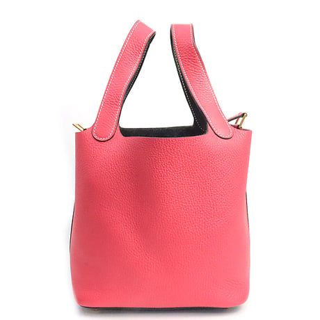 HERMES Picotin Lock PM Casaque Handbag Taurillon Clemence Leather Rose Extreme Blue Nuit #19305
