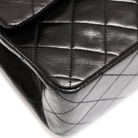 CHANEL Classic 25 Medium Double Flap Bag Quilted Lambskin Black #75011