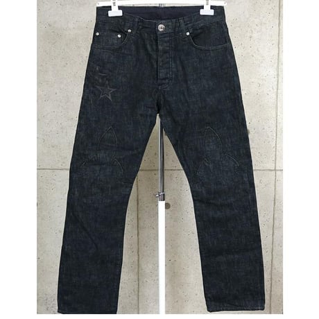 Chrome Hearts Star Patched Fleur Knee Jeans #101599