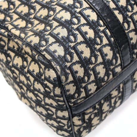 Christian Dior Mini Boston Bag Oblique Canvas Navy #74808