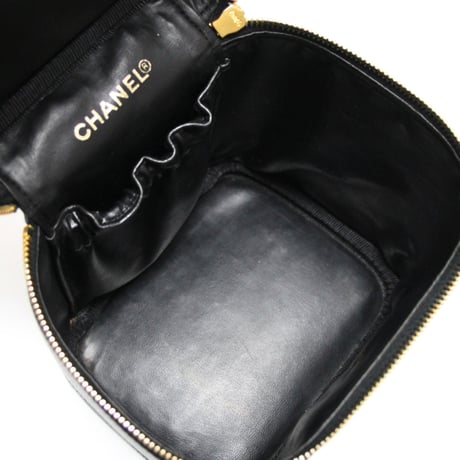 CHANEL CC Logo Vanity Bag Caviar Black #74788