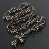 CHROME HEARTS Tiny FAT Cross ECH Plus Rosario Choke Chain Necklace #103246