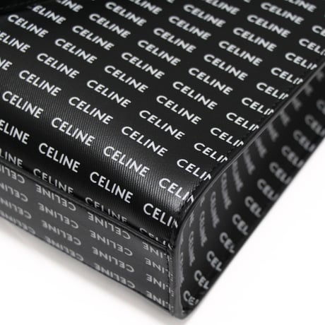 CELINE Small Vertical Cabas Tote Bag Logo Printed Leather Black #73194