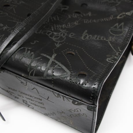 BALENCIAGA Blackout Graffiti City Shoulder Bag Leather #74568