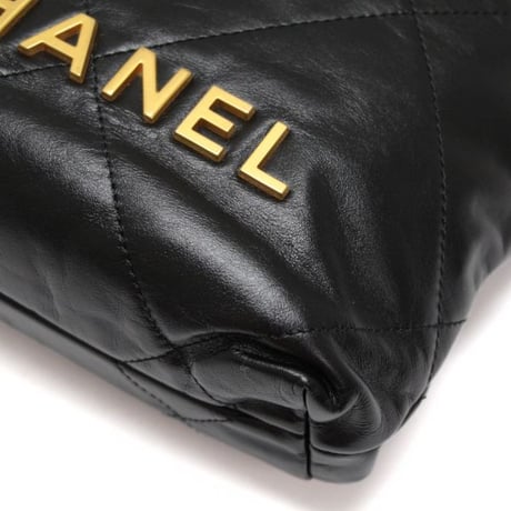 CHANEL 22 Mini Handbag Quilted Calfskin Black #73938