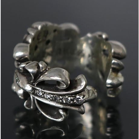 Chrome Hearts Double Floral Cross Ring with Pavé Diamonds #103158
