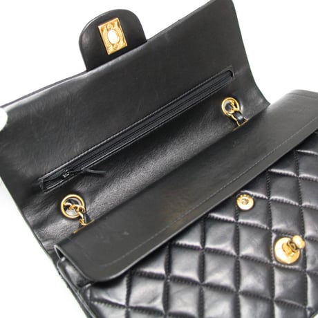 CHANEL Classic 25 Medium Double Flap Bag Quilted Lambskin Black #75115