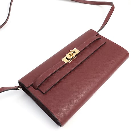 HERMES Kelly To Go Wallet Veau Epsom Leather Rouge H #19314