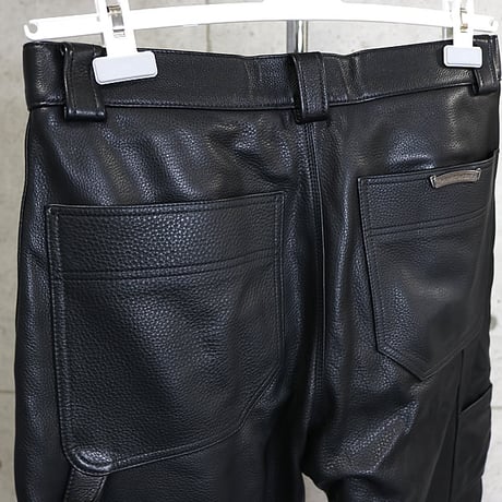 Chrome Hearts Carpenter Double Knee Leather Pants Black #31078