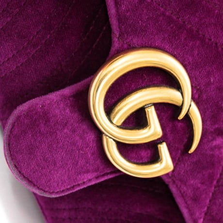 GUCCI Small GG Marmont Flap Bag Quilted Velvet Purple  #74315