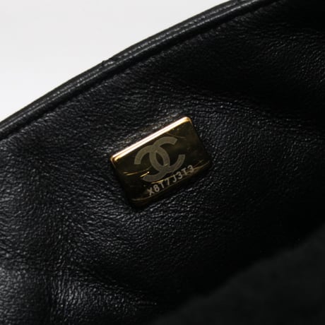 CHANEL Shearling Muff Flap Bag Quilted Lambskin Black ＃74773