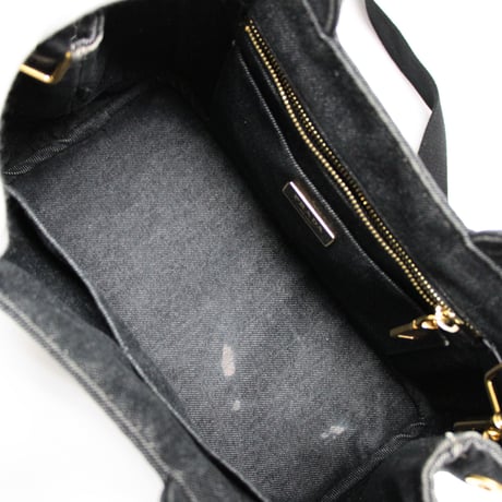 PRADA Mini Canapa Handbag Denim Black 1BG439 #75041