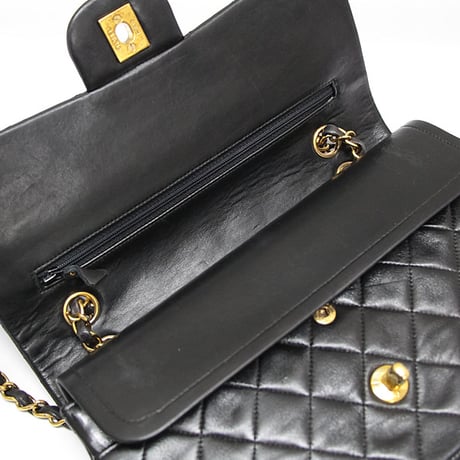 CHANEL Classic 25 Medium Double Flap Bag Quilted Lambskin Black ＃73470